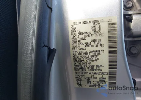 2004 Nissan Xterra Xe z USA, uszkodzony, nr VIN 5N1ED28Y94C662305